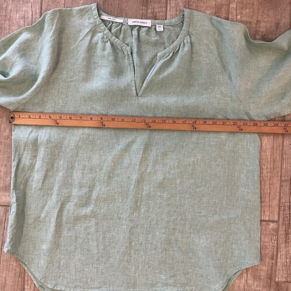 David Jones Linen Top 3/4 Button Front  3/4‎ Sleeve Pale Green Women XXL. Aus - Picture 8 of 14